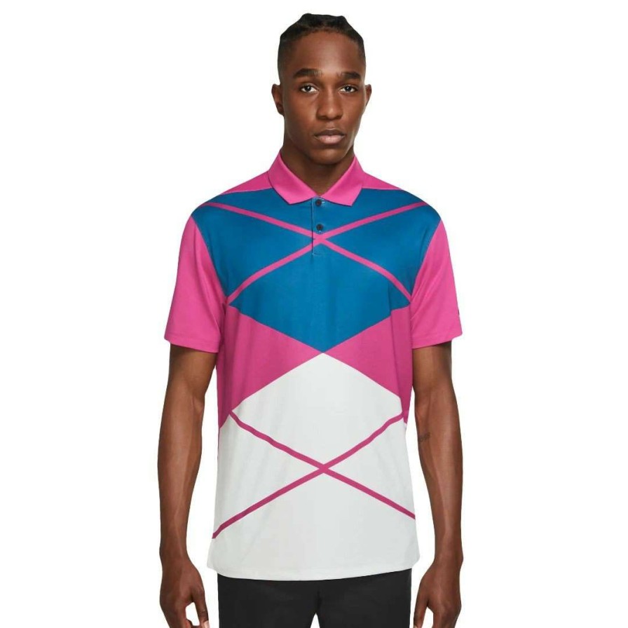 Shirts * | Nike Dry Vapor Argyle Golf Shirt Dh0609 Active Pink/Black 621