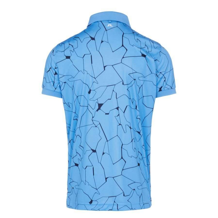 Shirts * | J.Lindeberg J. Lindeberg Tour Tech Print Golf Polo Shirt Gmjt03921 0073 Slit Ocean Blue