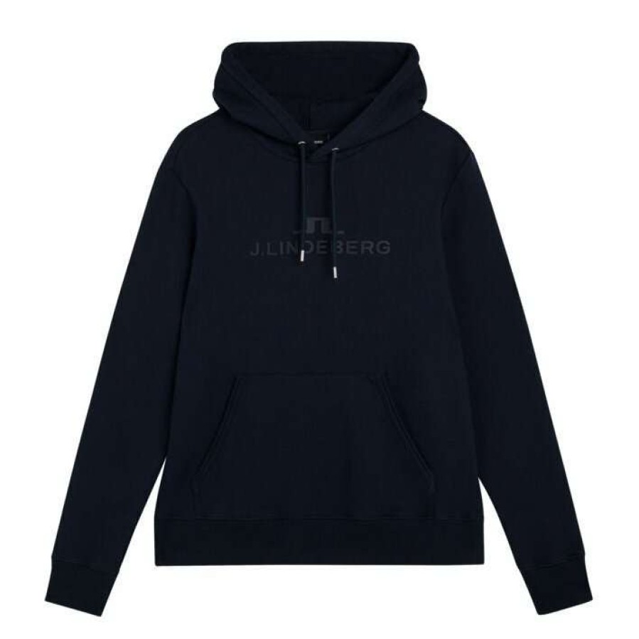 Mid Layers * | J.Lindeberg Alpha Golf Hoodie Amjs06697 Jl Navy 6855