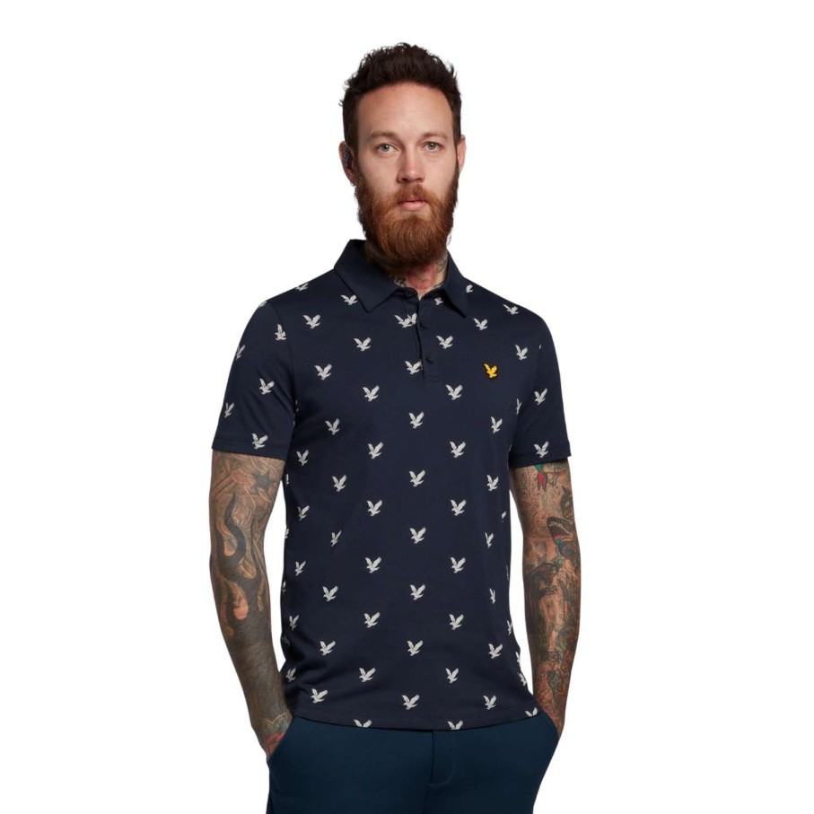 Shirts * | Lyle & Scott Eagle Print Polo Shirt Sp1563 Dark Navy