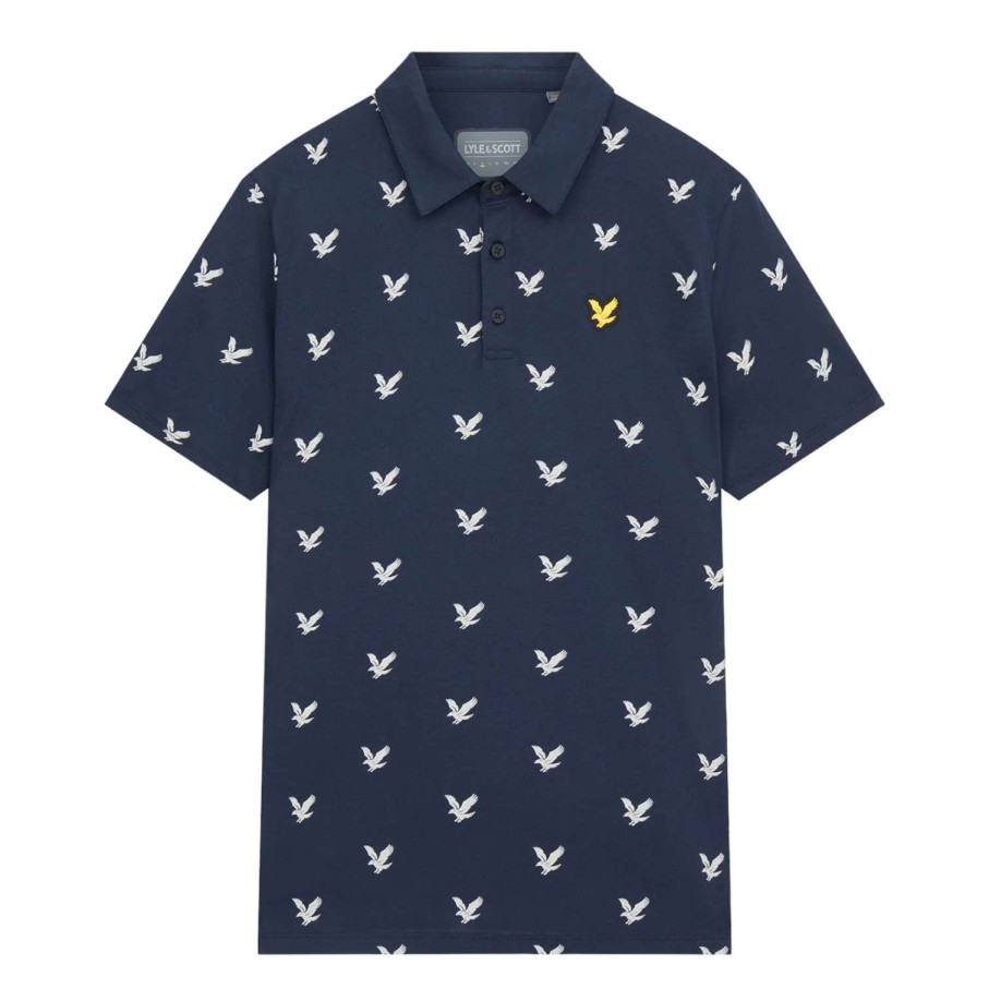 Shirts * | Lyle & Scott Eagle Print Polo Shirt Sp1563 Dark Navy