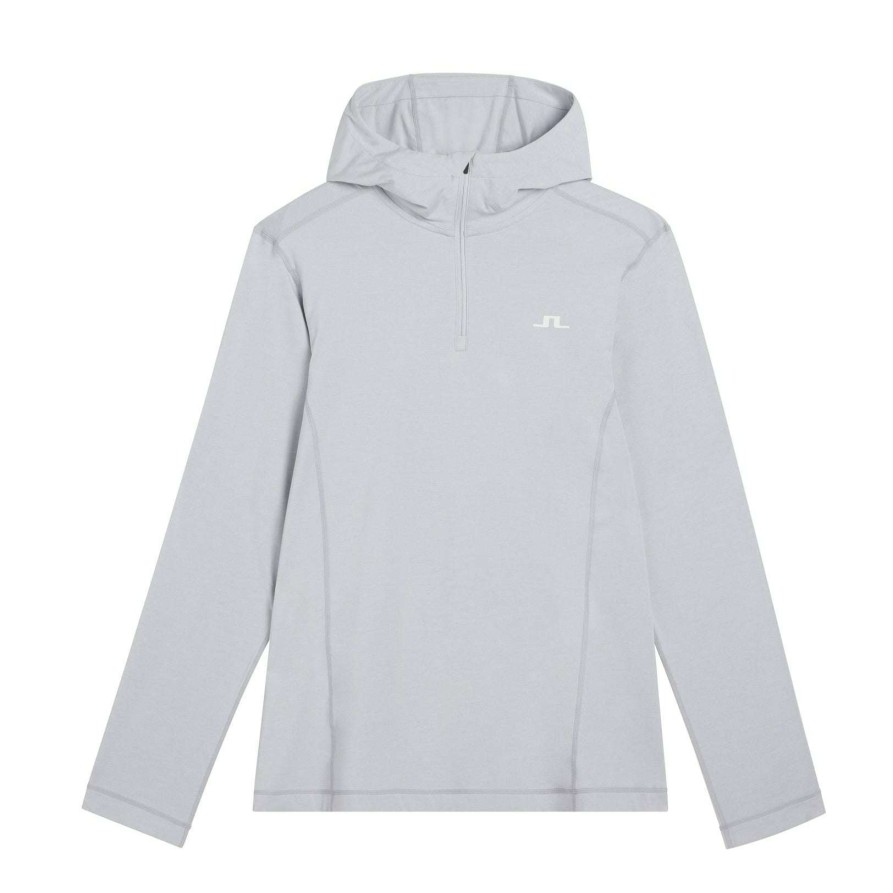 Mid Layers * | J.Lindeberg Stefan Golf Hoodie Amjs08429 Light Grey U199