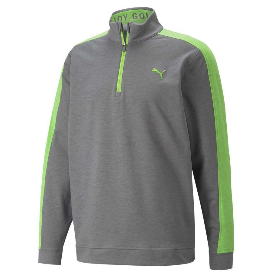 Mid Layers * | Puma Cloudspun T7 1/4 Zip Golf Pullover 532413 Quiet Shade Heather/Greenery Heather 07