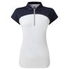 Polo Shirts * | Footjoy Ladies Cap Sleeve Colour Block Golf Polo Shirt 80176 Navy/White