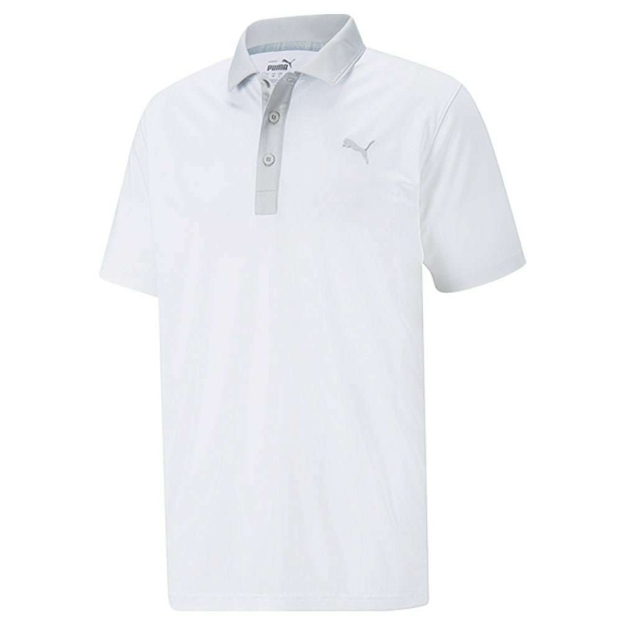 Shirts * | Puma Gamer Golf Polo Shirt 599118 Bright White/High Rise 01