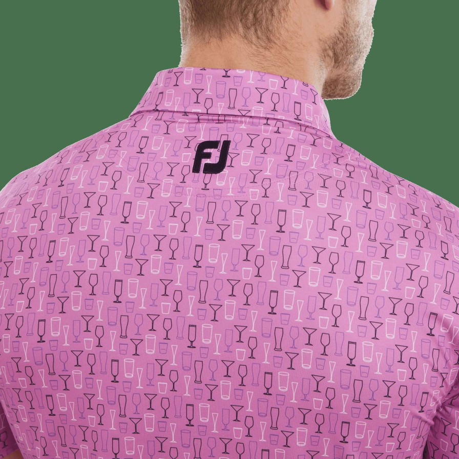 Shirts * | Footjoy Glass Print Golf Polo Shirt 80037 Orchid