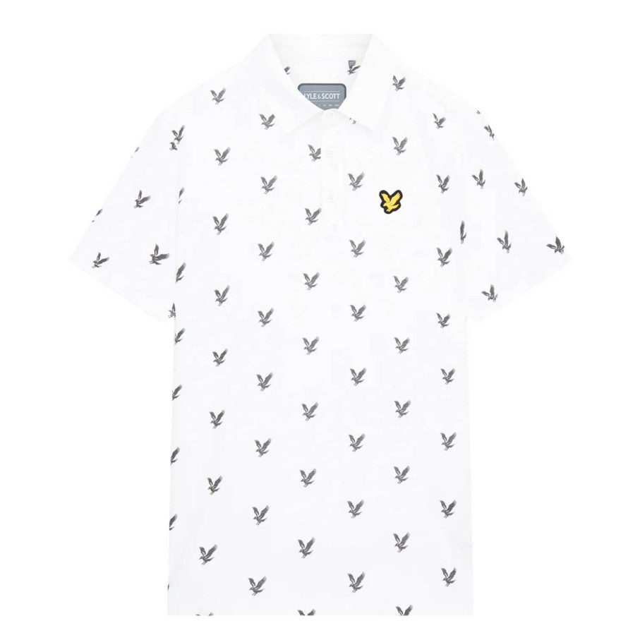 Shirts * | Lyle & Scott Eagle Print Polo Shirt Sp1563 White