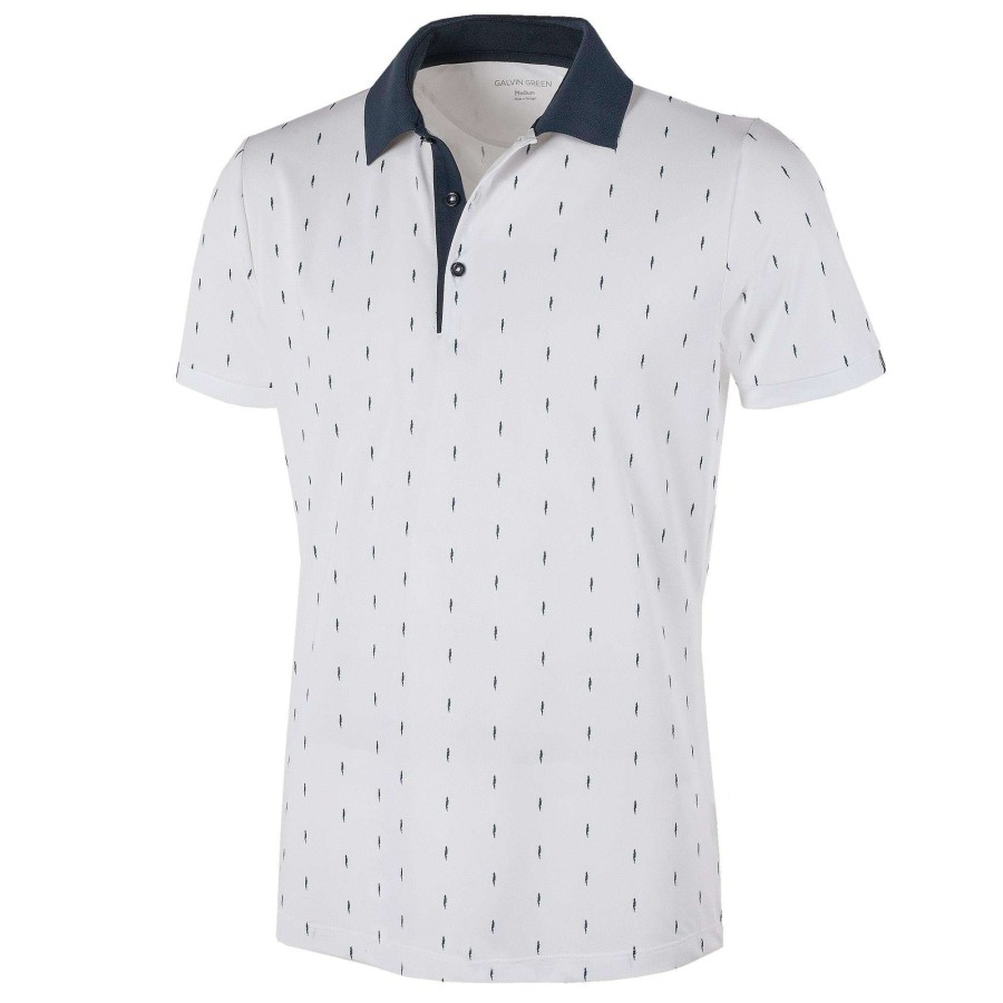 Shirts * | Galvin Green Mayson V8+ Golf Shirt G1267 White/Navy 01