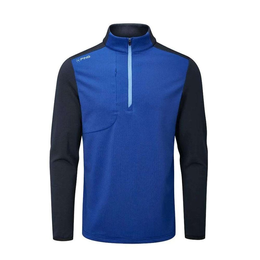 Mid Layers * | Ping Farrell 1/2 Zip Golf Sweater P03526 Surf/Oxford Blue Bob7