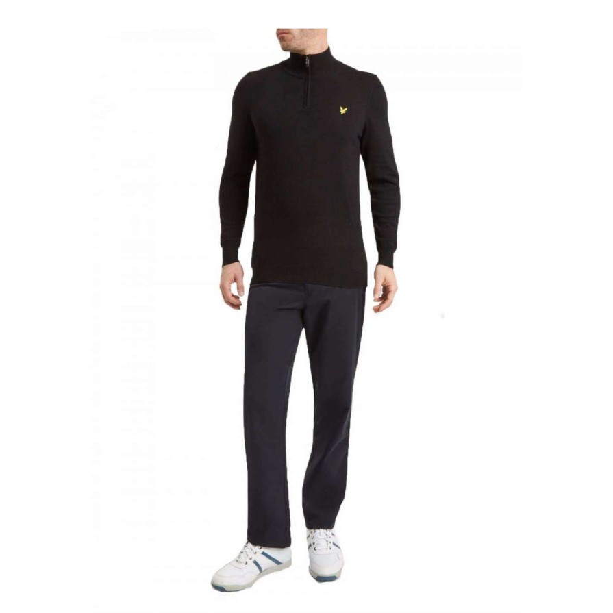 Mid Layers * | Lyle & Scott Lyle And Scott Toulmont 1/4 Zip Golf Sweater Kn332G True Black - 572