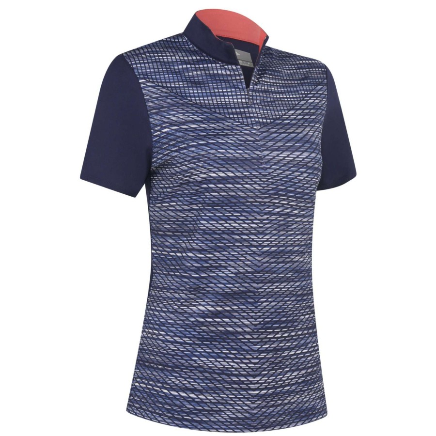 Polo Shirts * | Callaway Ladies Printed Space Dye Golf Polo Shirt Cgksc071 Peacoat 410