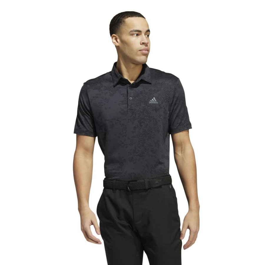 Shirts * | Adidas Primegreen Jacquard Golf Polo Shirt Hp1916 Carbon/Black