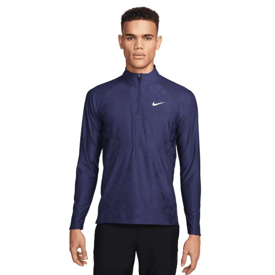 Mid Layers * | Nike Dri-Fit Adv Tour 1/2 Zip Golf Top Dr5281 Midnight Navy 410