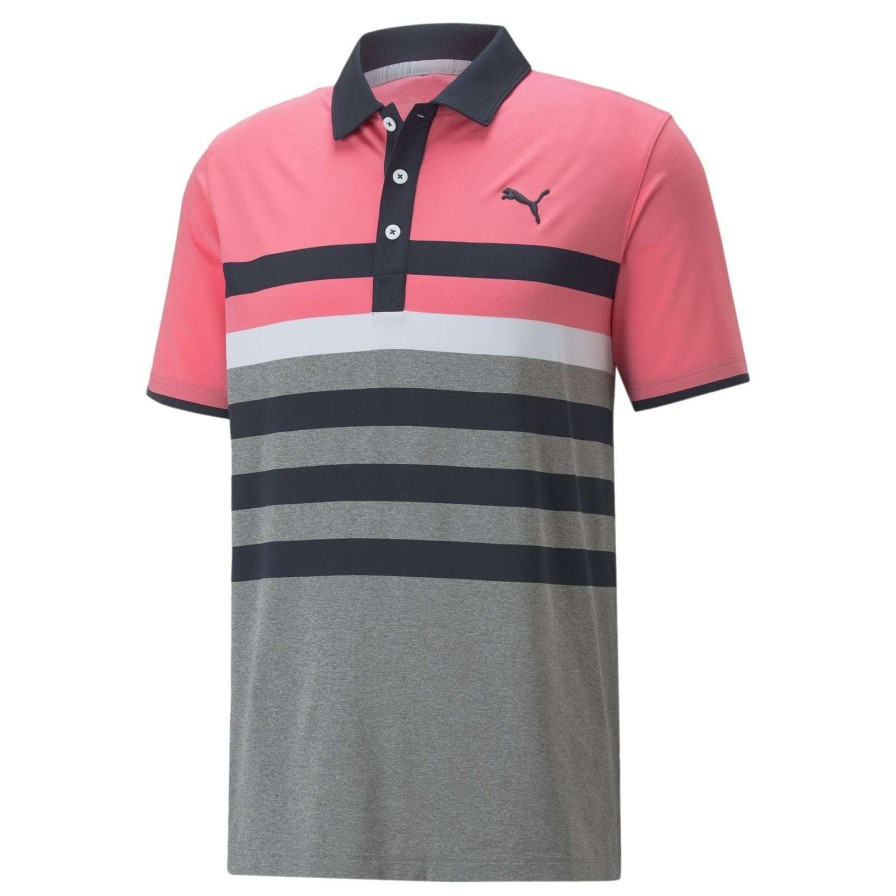 Shirts * | Puma Mattr One Way Golf Polo Shirt 599115 Sunset Pink/Navy Blazer 26