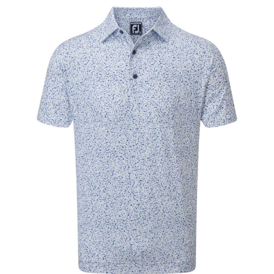 Shirts * | Footjoy Granite Print Lisle Golf Shirt 88418 White