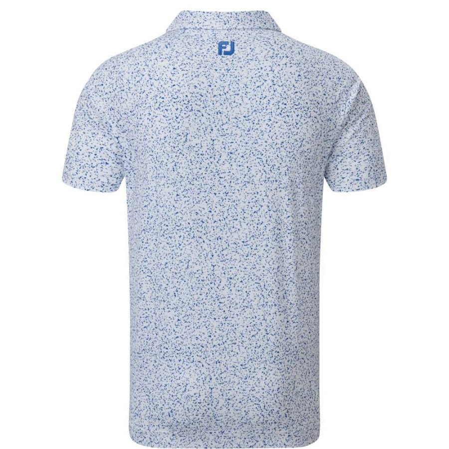 Shirts * | Footjoy Granite Print Lisle Golf Shirt 88418 White