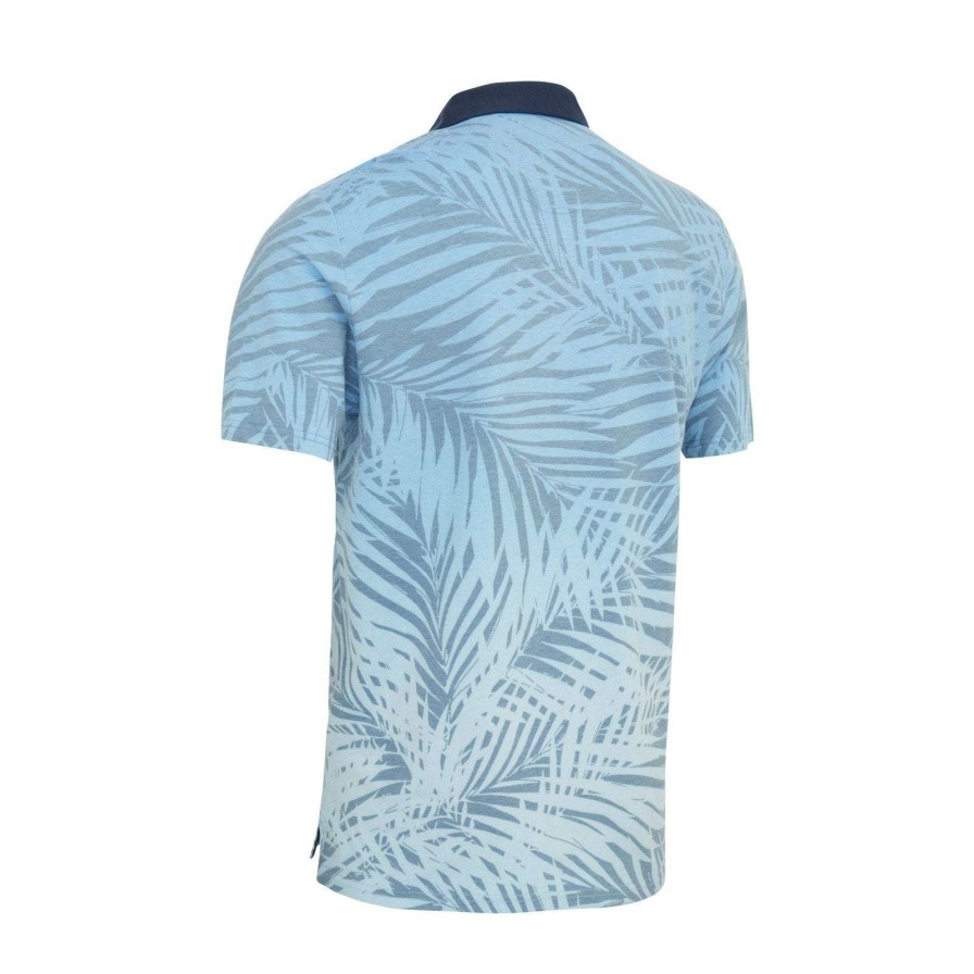 Shirts * | Original Penguin Resort Leaf Print Golf Polo Shirt Ogksc047 Blue Tattoo 470