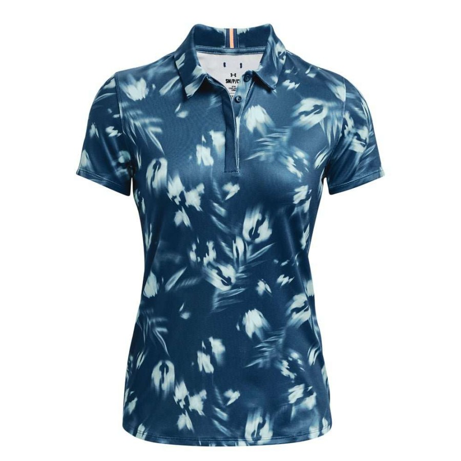 Polo Shirts * | Under Armour Ladies Zinger Blur Golf Shirt 1373638 Petrol Blue/Fuse Teal 437