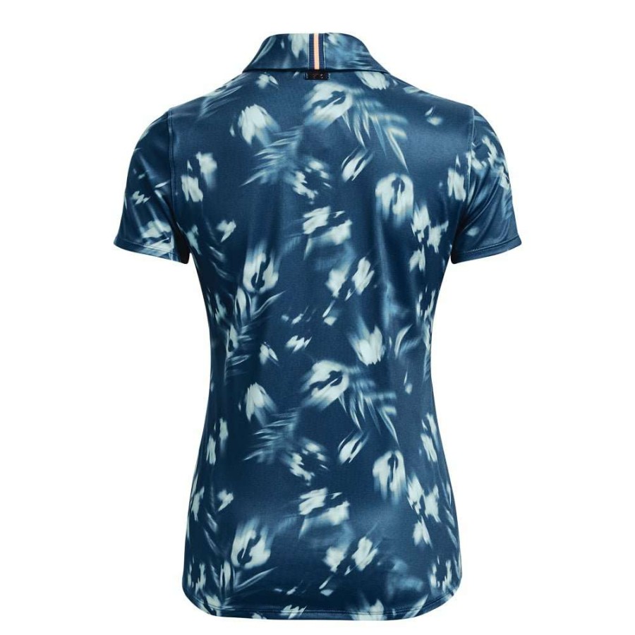 Polo Shirts * | Under Armour Ladies Zinger Blur Golf Shirt 1373638 Petrol Blue/Fuse Teal 437