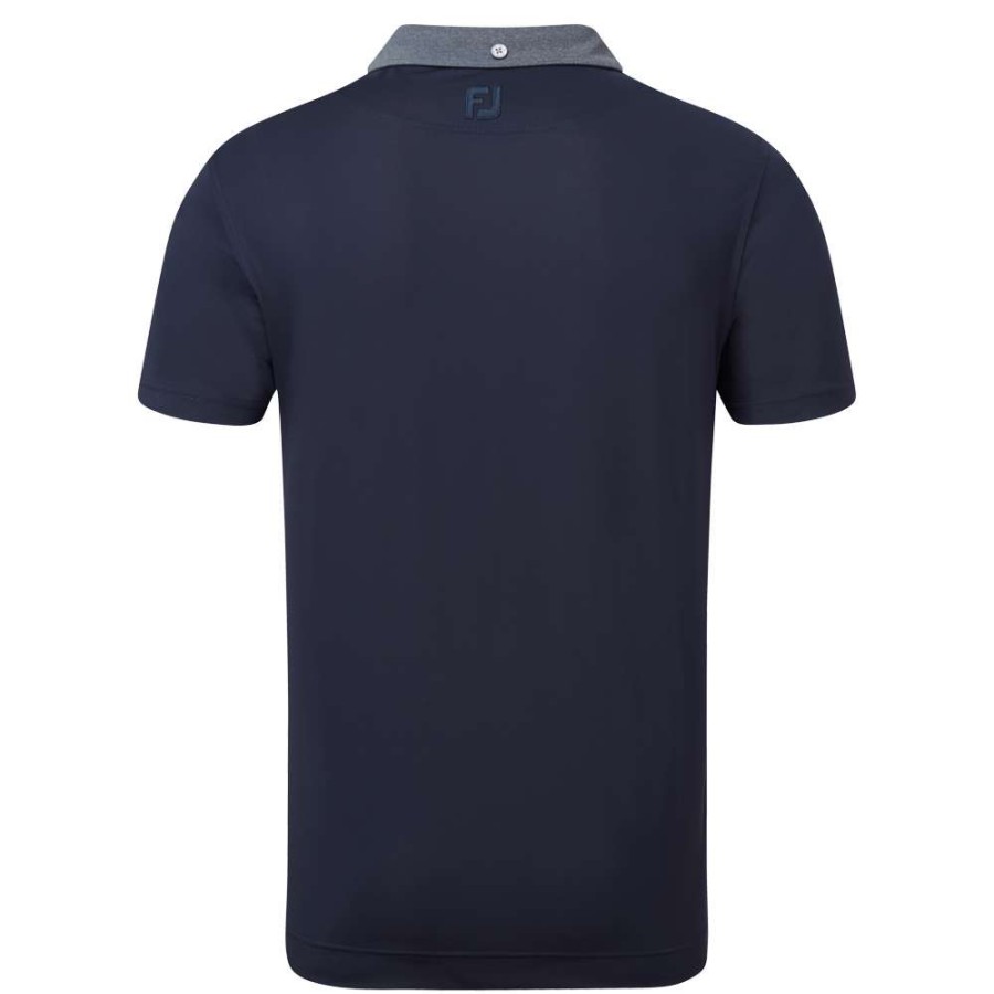 Shirts * | Footjoy Tonal Trim With Pocket Golf Shirt 88377 Navy