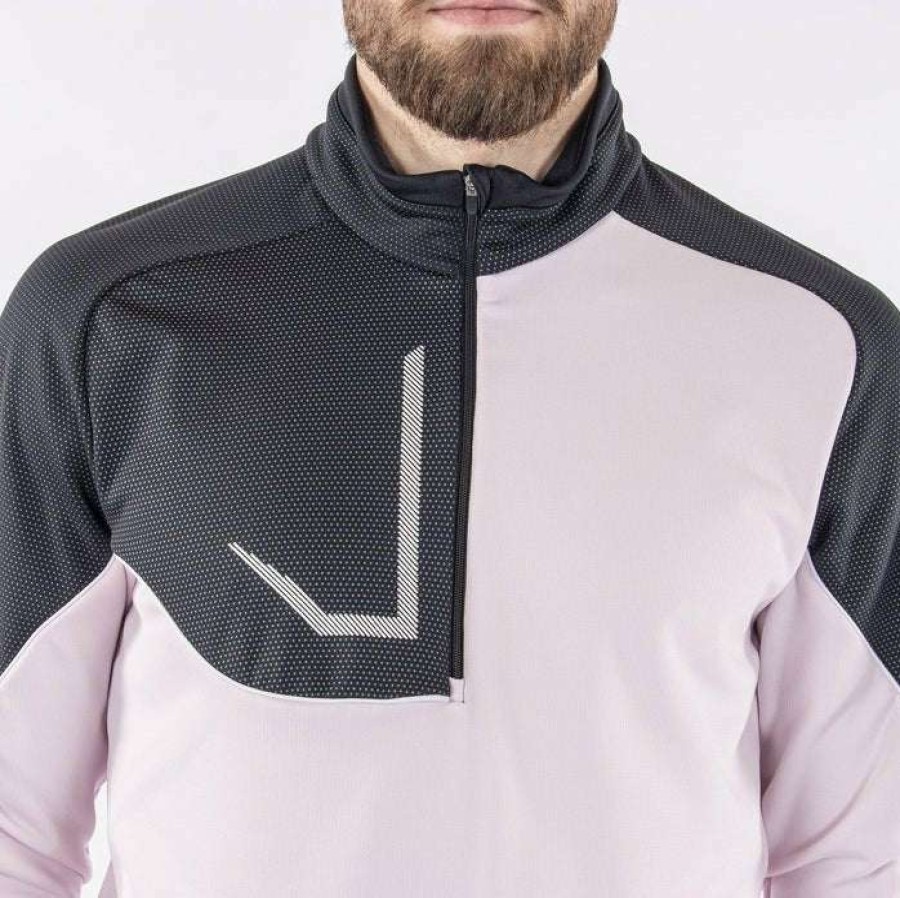 Mid Layers * | Galvin Green Daxton Insula 1/2-Zip Golf Pullover G1242 Light Pink/Black/White 97