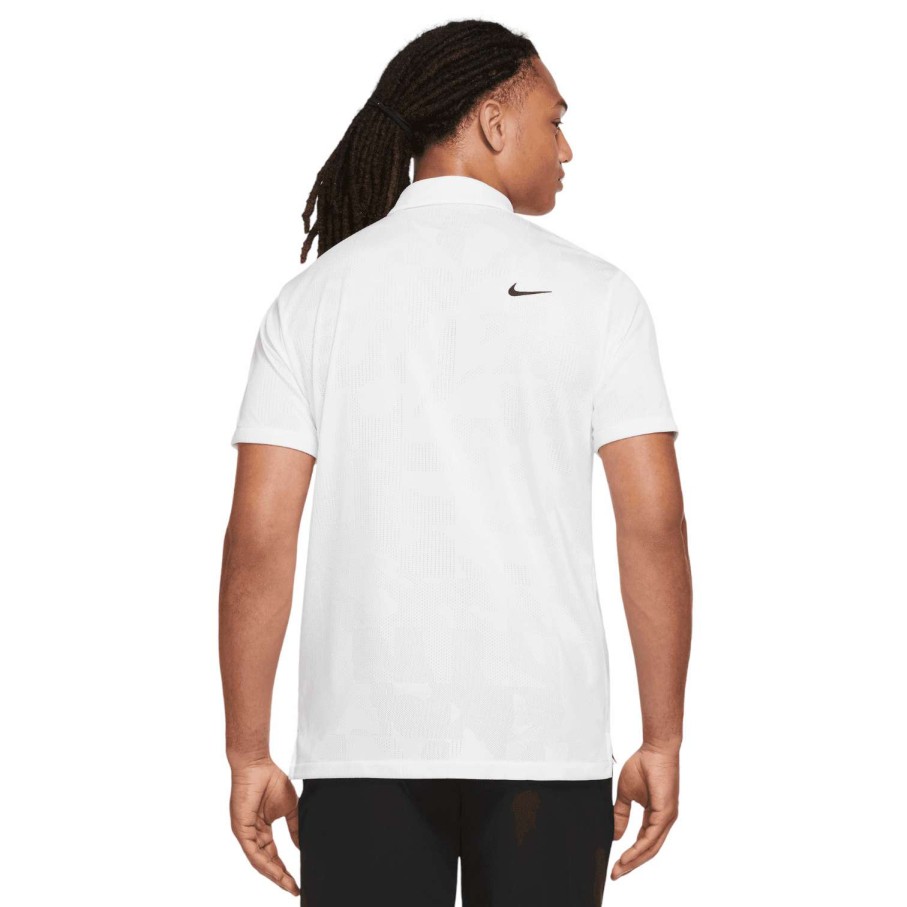 Shirts * | Nike Dri-Fit Tour Jacquard Golf Shirt Dr5303 White 100