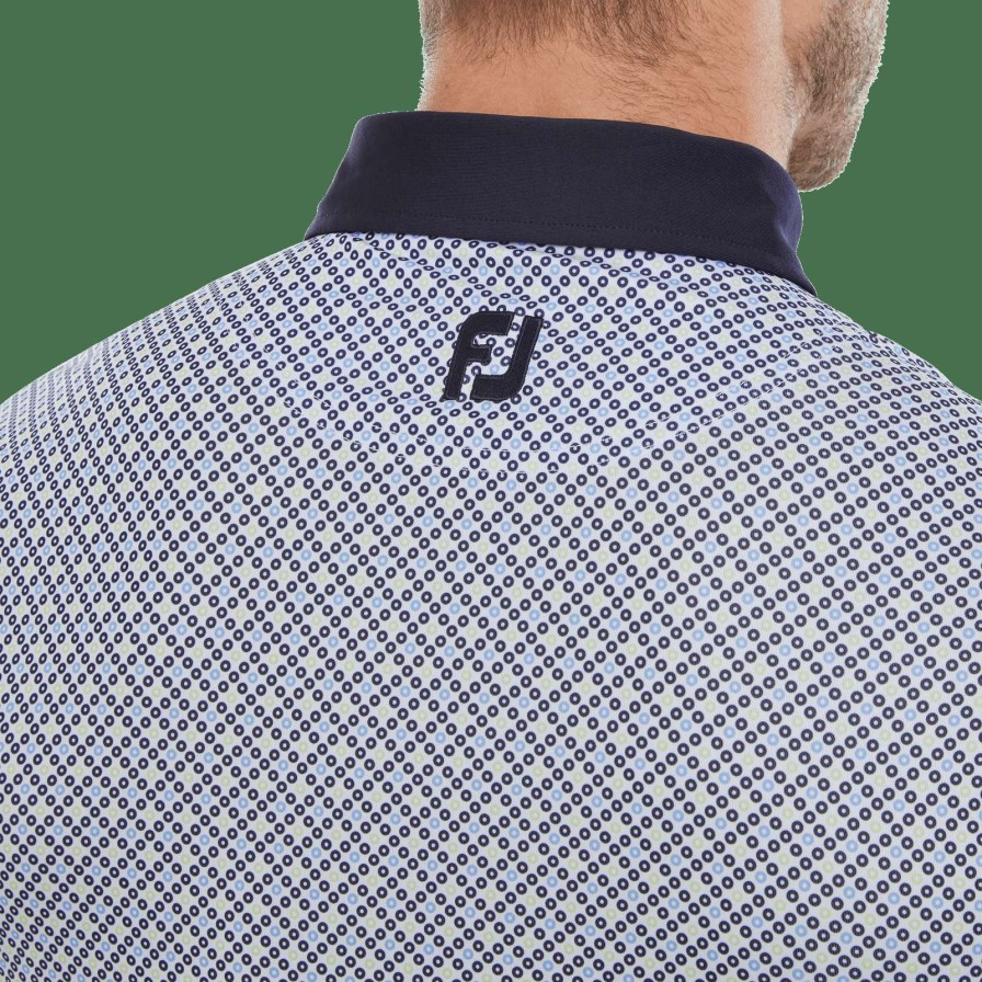 Shirts * | Footjoy Circle Print Golf Polo Shirt 80033 Navy/Blue/Almond/White