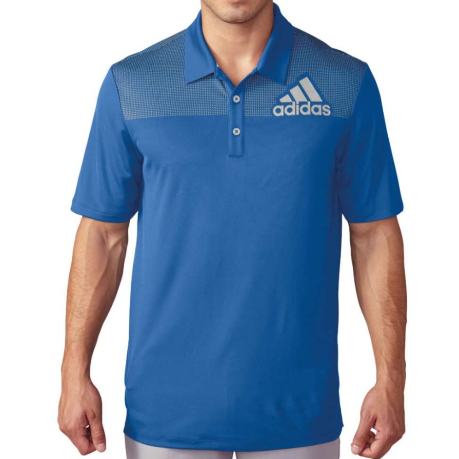 Shirts * | Adidas Big Logo Golf Polo Shirt Ae4115 Shock Blue/White