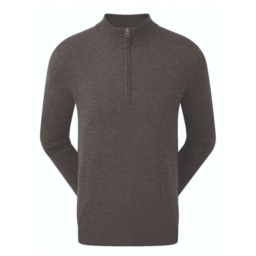 Mid Layers * | Footjoy Wool Blend 1/2-Zip Golf Sweater 90139 Heather Charcoal