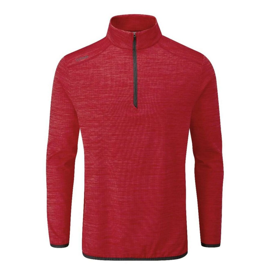 Mid Layers * | Ping Edison 1/2 Zip Golf Top P03411 Cyber Red Marl Cyr2