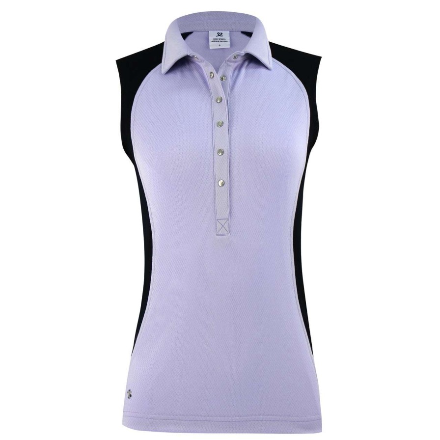 Polo Shirts * | Daily Sports Ladies Zenia Sleeveless Golf Polo 243/108 Lilac/Navy 515