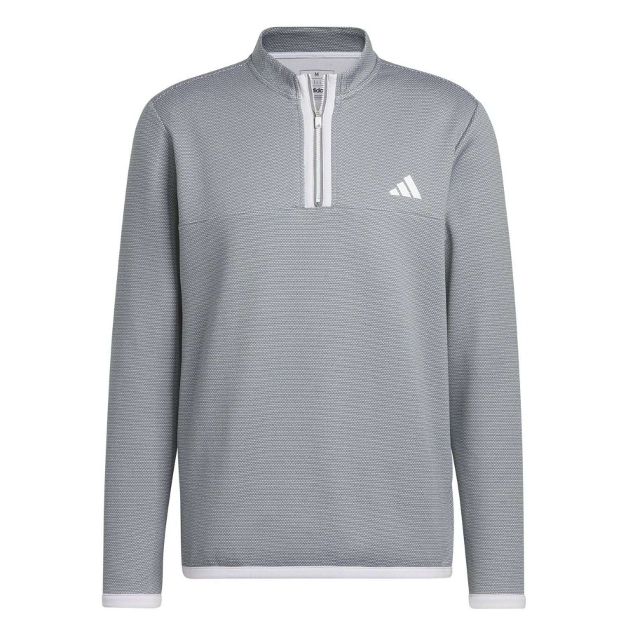 Mid Layers * | Adidas Microdot 1/4 Zip Golf Mid Layer Ia4763 White/Grey Three