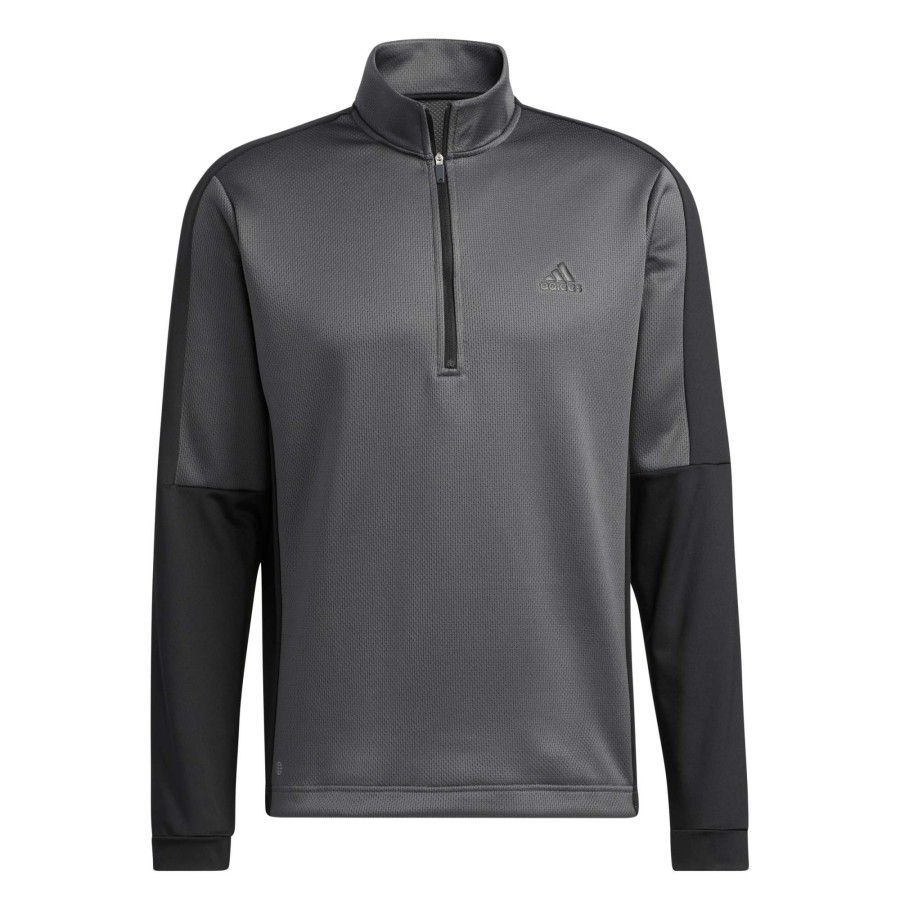 Mid Layers * | Adidas Colour Block 1/4 Zip Golf Pullover Hc5573 Grey Six/Black