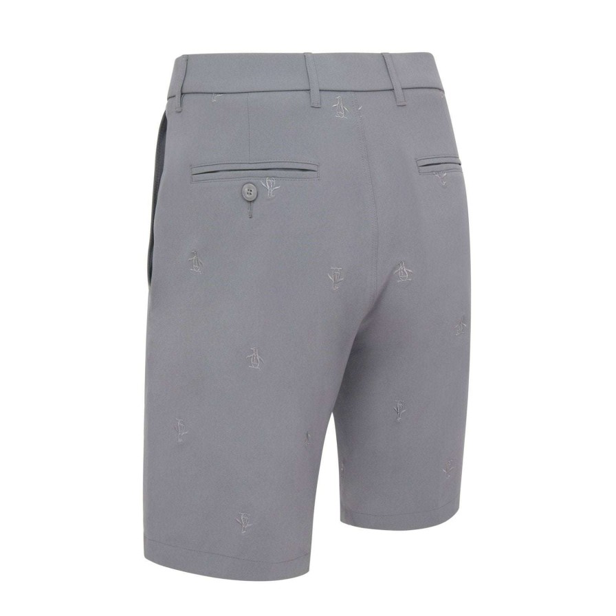 Shorts * | Original Penguin All-Over Embroidered Golf Shorts Ogbsb083 Quiet Shade 039