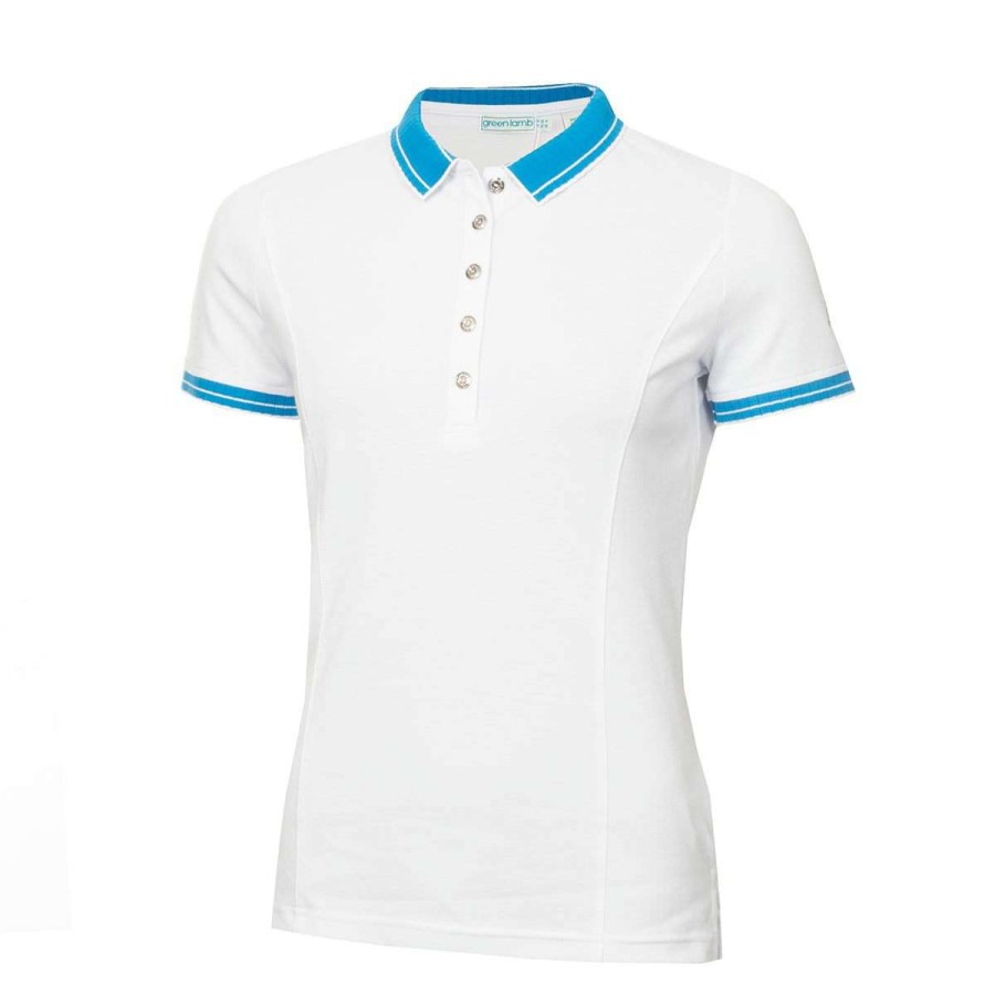 Polo Shirts * | Green Lamb Ladies Kailynne Club Golf Polo Shirt Sg22916 White/Cobalt