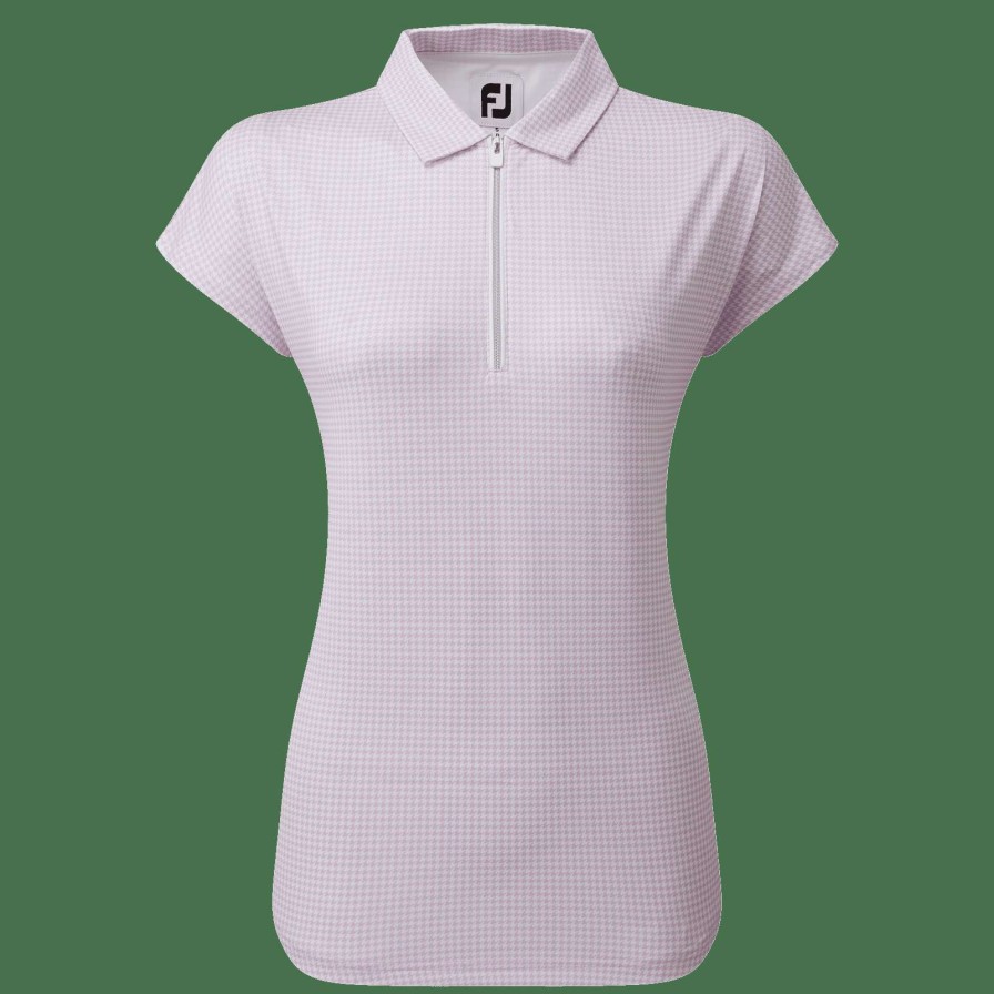 Polo Shirts * | Footjoy Ladies Hth Print Cap Sleeveless Golf Polo Shirt 80179 Purple