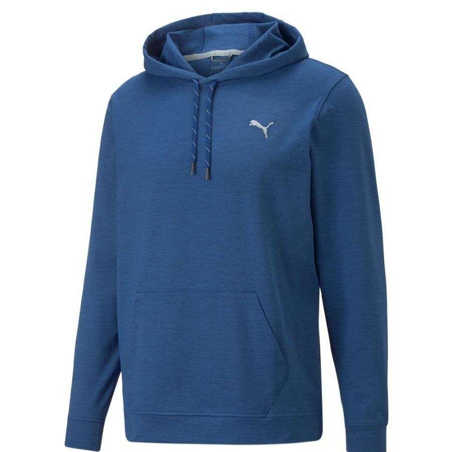 Mid Layers * | Puma Cloudspun Progress Golf Hoodie 534527 Blazing Blue Heather 05