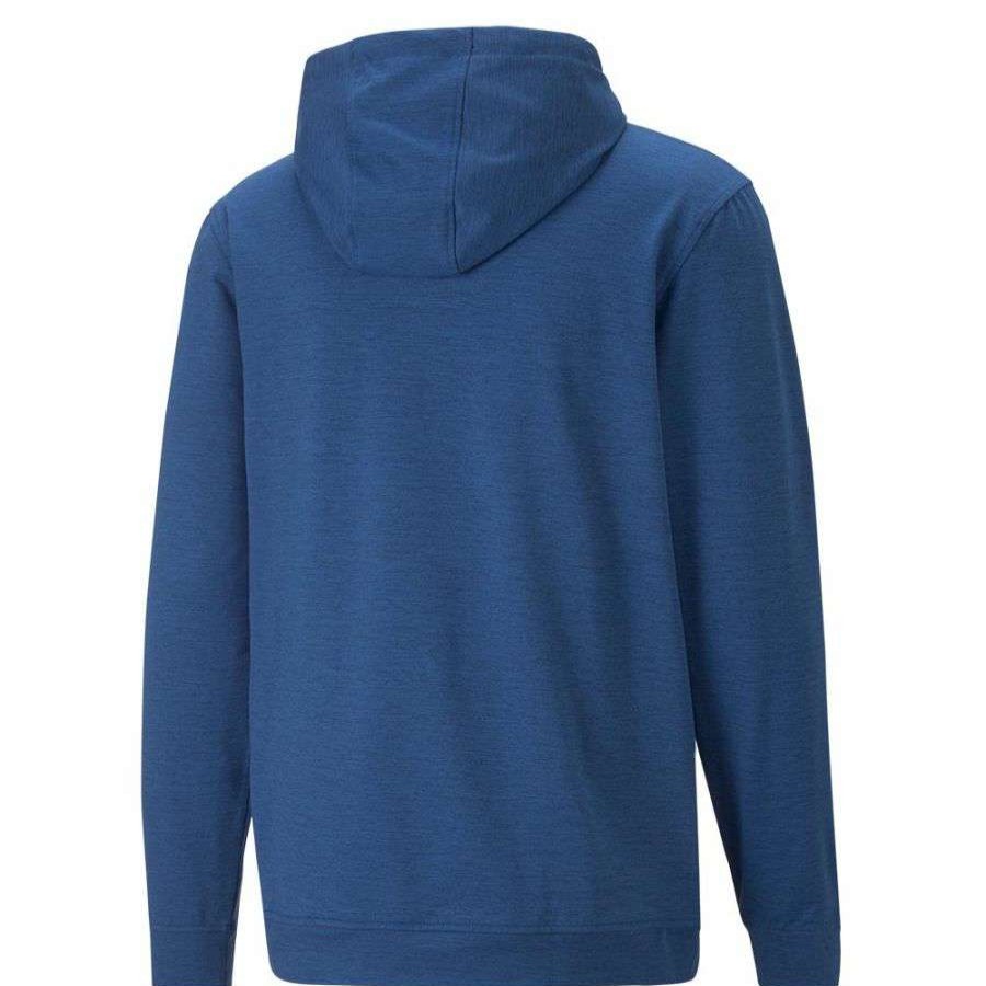 Mid Layers * | Puma Cloudspun Progress Golf Hoodie 534527 Blazing Blue Heather 05