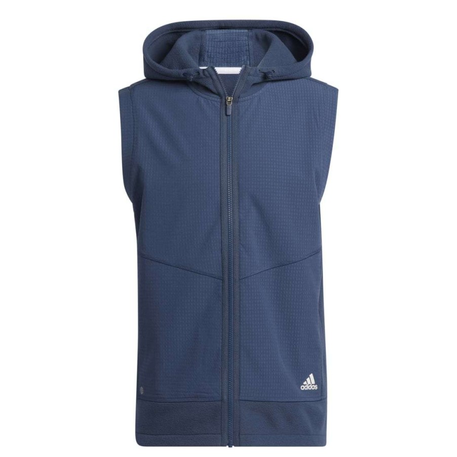 Mid Layers * | Adidas Hooded Full Zip Golf Vest Hf6565 Crew Navy