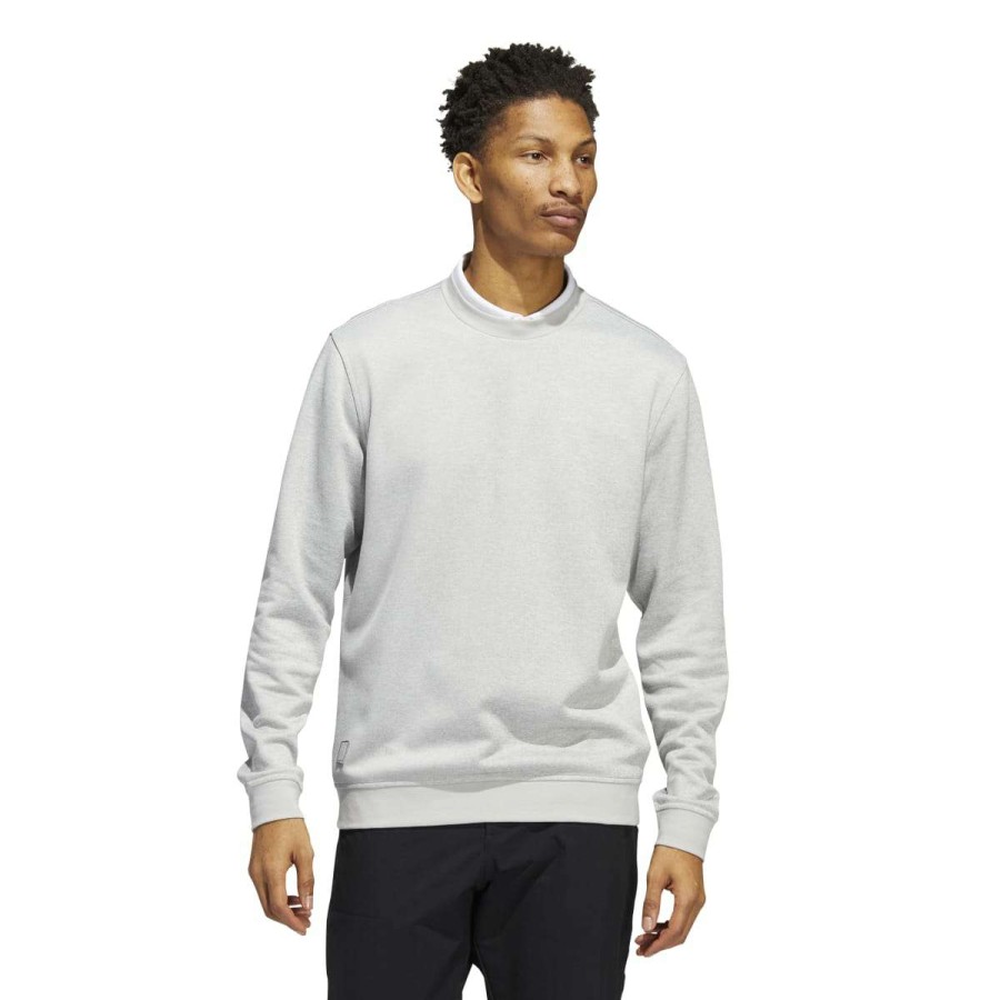 Mid Layers * | Adidas Go-To Crew Neck Golf Pullover Hg8833 Grey Two/White