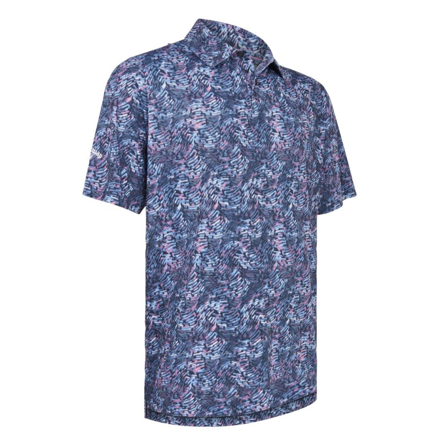 Shirts * | Callaway Geo Print Golf Shirt Cgksc0A2 Peacoat 410