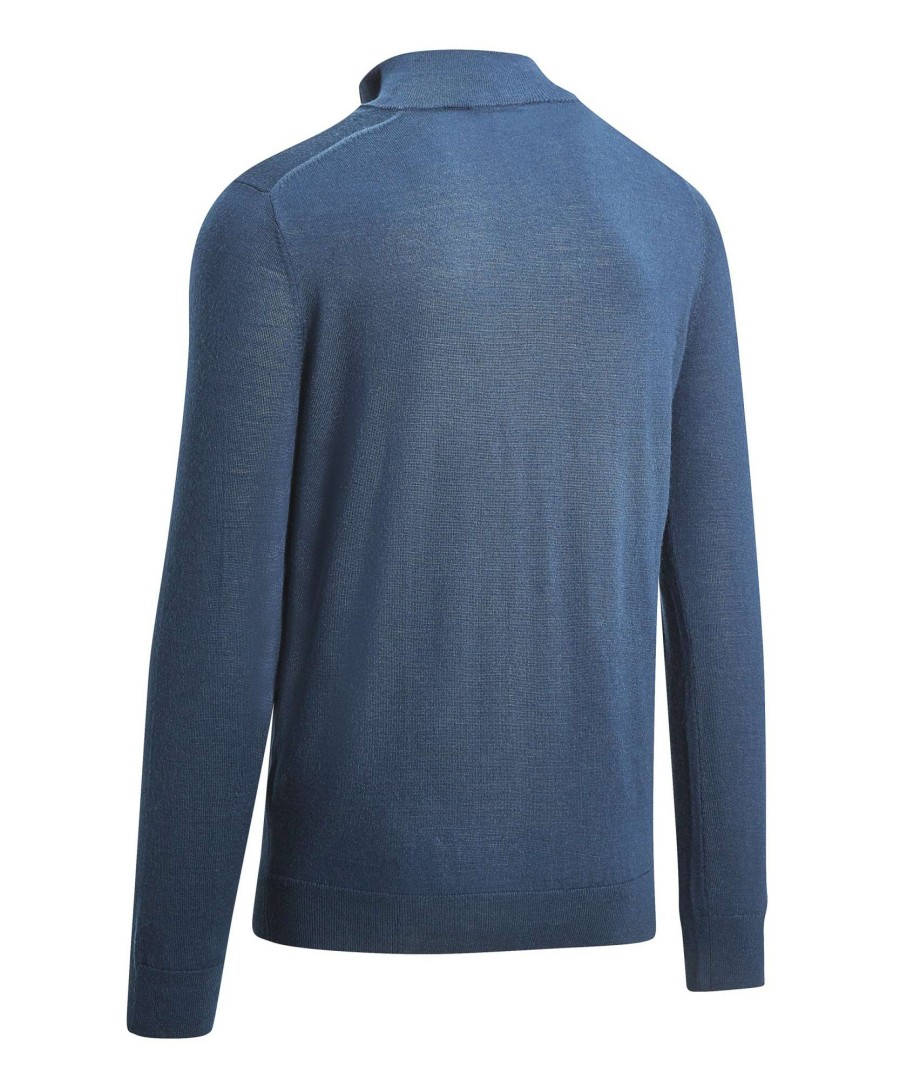 Mid Layers * | Callaway Blended Merino 1/4 Zip Golf Sweater Cggf80M1 Blue Horizon 443