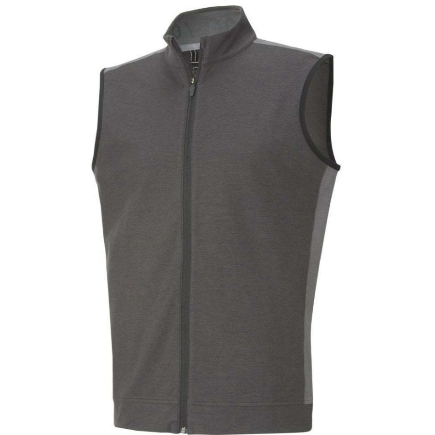 Mid Layers * | Puma Cloudspun T7 Golf Vest 599130 Black/Grey 01