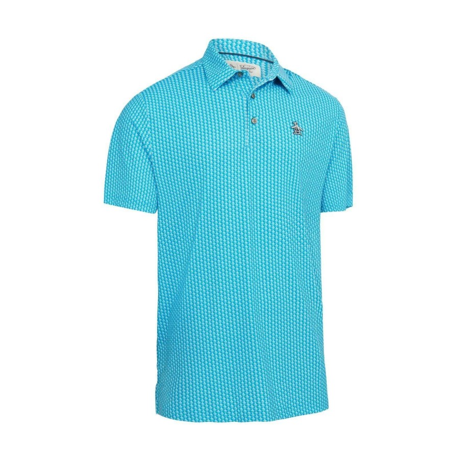 Shirts * | Original Penguin All-Over Pete Printed Golf Polo Shirt Ogksc026 Cloisonne 495