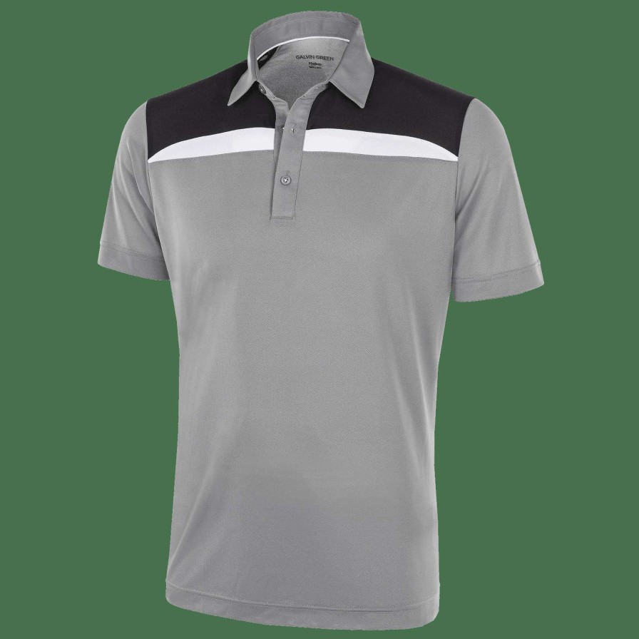 Shirts * | Galvin Green Mapping V8+ Golf Shirt G1364 Sharkskin/Black/White 77