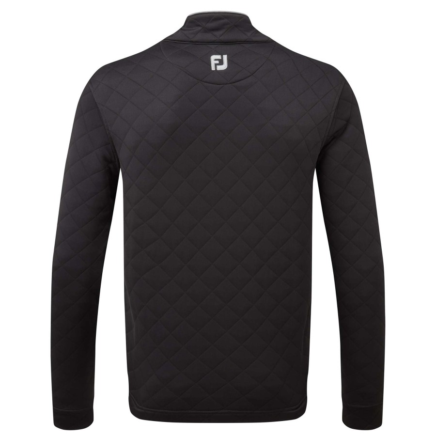 Mid Layers * | Footjoy Diamond Quilted Chill Out Golf Pullover 88451 Black/Grey