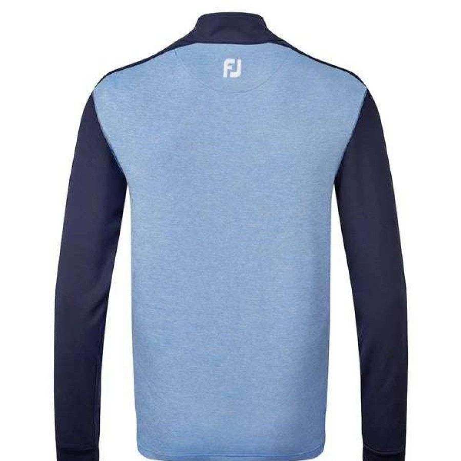 Mid Layers * | Footjoy Heather Colour Block Chill Out Pullover 84442 Navy/Light Blue