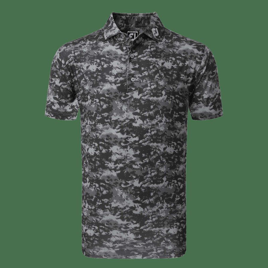 Shirts * | Footjoy Cloud Camo Golf Polo Shirt 80003 Black