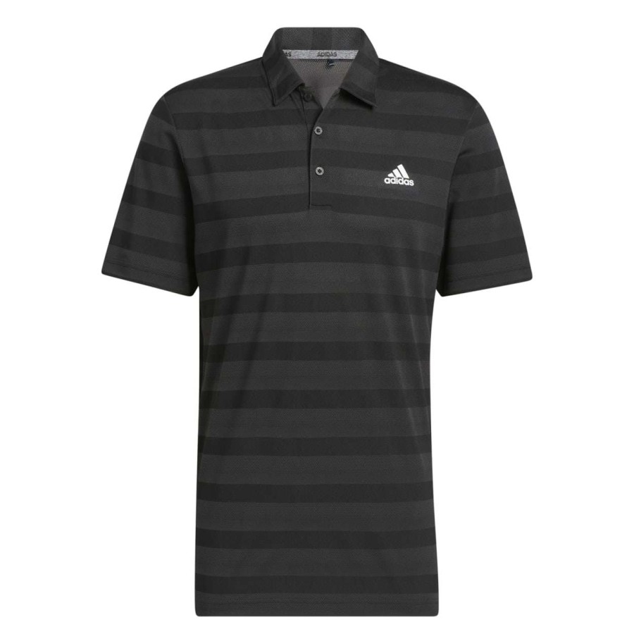 Shirts * | Adidas 2-Colour Stripe Golf Polo Shirt Hi5180 Black/Grey Six