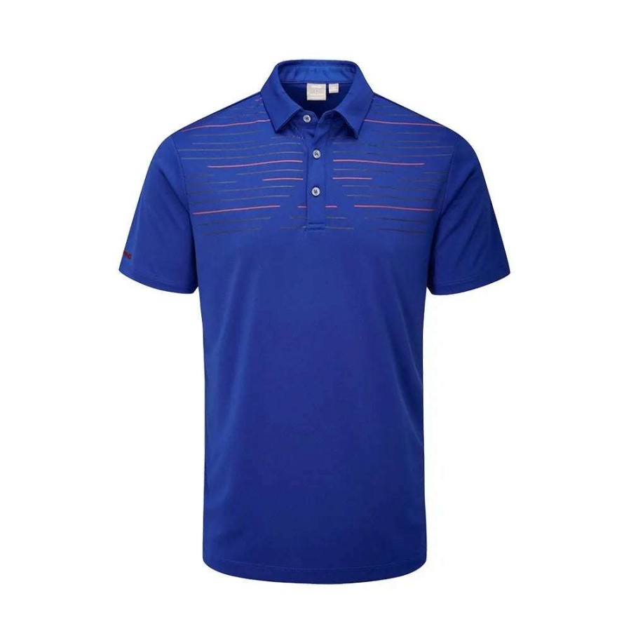 Shirts * | Ping Portman Golf Polo Shirt P03524 Blue Surf/Navy Bsna